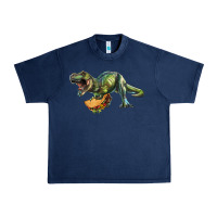 Navy T-Rex dinosaur holding a taco Urban Heavy Tee - RanaPortraitStore