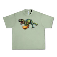 Oil Green T-Rex dinosaur holding a taco Urban Heavy Tee - RanaPortraitStore