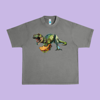T-rex Dinosaur Holding A Taco Urban Heavy Tee Designed By Ranaportraitstore
