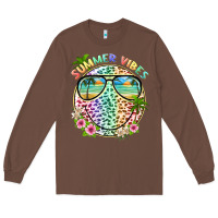 Chestnut summer vibes with smile face and leopard Long Sleeve Tee - texasbilliewilder