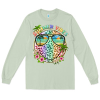 Matcha summer vibes with smile face and leopard Long Sleeve Tee - texasbilliewilder