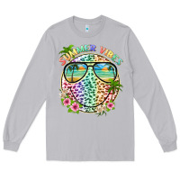 Moon Dust summer vibes with smile face and leopard Long Sleeve Tee - texasbilliewilder