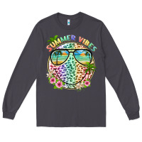 Smoke summer vibes with smile face and leopard Long Sleeve Tee - texasbilliewilder
