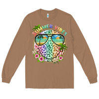 Toasted Coconut summer vibes with smile face and leopard Long Sleeve Tee - texasbilliewilder