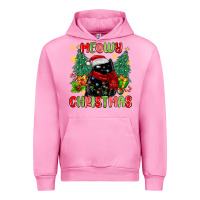 Fuchsia Pink meowy christmas black cat Urban Hoodie - MaliasSmallBusiness