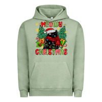 Pigment Oil Green meowy christmas black cat Urban Hoodie - MaliasSmallBusiness