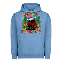 Pigment Pebble Blue meowy christmas black cat Urban Hoodie - MaliasSmallBusiness