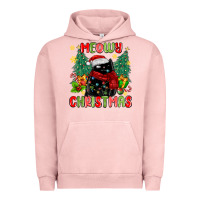 Pigment Salmon meowy christmas black cat Urban Hoodie - MaliasSmallBusiness