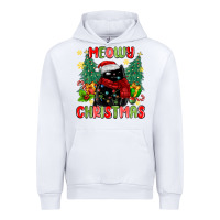 White meowy christmas black cat Urban Hoodie - MaliasSmallBusiness