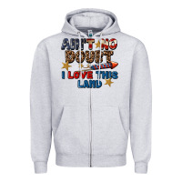 Heather Grey Ain't no doubt i love this land 4th of july Zipper Hoodie - CowGirlArtShop