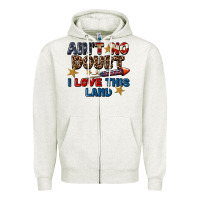 Oatmeal Heather Ain't no doubt i love this land 4th of july Zipper Hoodie - CowGirlArtShop