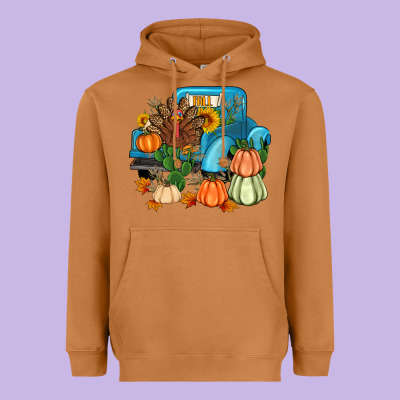 Thanksgiving Turkey Truck Heavyweight Hoodie Designed By Artiststas