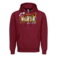 Burgundy school nurse Zipper Hoodie - CowhideDigitalArt