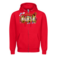 Red school nurse Zipper Hoodie - CowhideDigitalArt