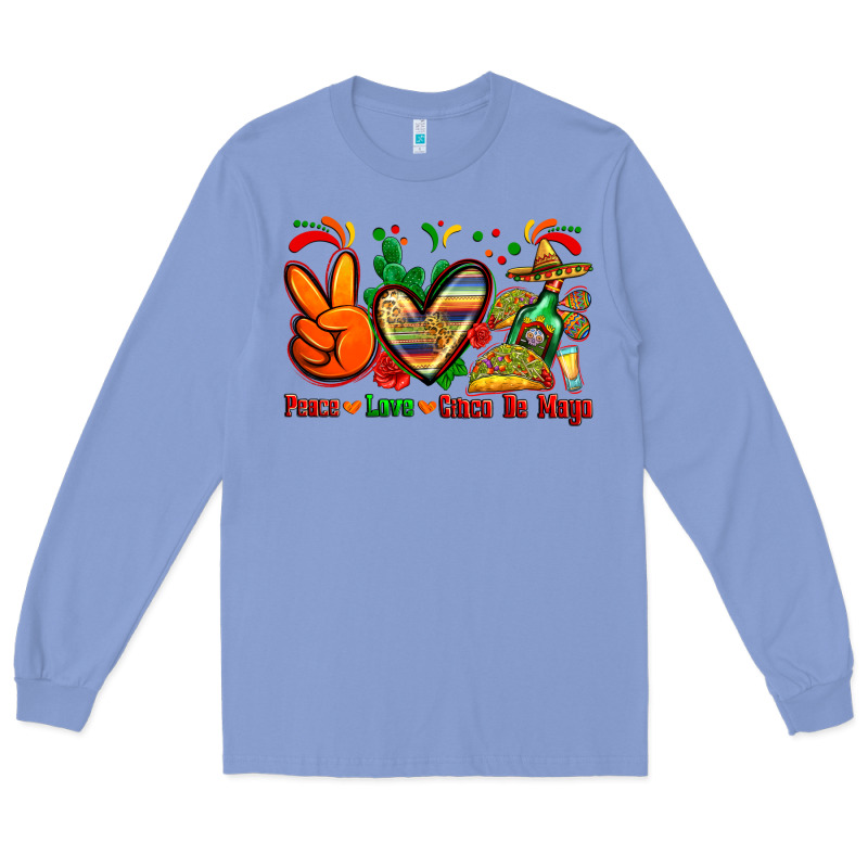 Peace Love Cinco De Mayo Long Sleeve Tee by Zillion Design Studio | Teevron