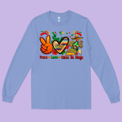 Peace Love Cinco De Mayo Long Sleeve Tee Designed By Zillion Design Studio