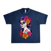 Navy sugar skull girl Urban Heavy Tee - RanaPortraitStore