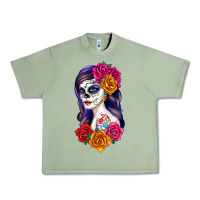 Oil Green sugar skull girl Urban Heavy Tee - RanaPortraitStore