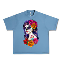 Pebble Blue sugar skull girl Urban Heavy Tee - RanaPortraitStore