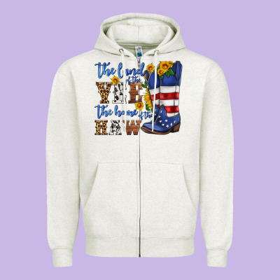 The Land Of The Yee The Home Of The Haw Zipper Hoodie Designed By Hra Design Shop
