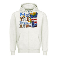 Oatmeal Heather the land of the yee the home of the haw Zipper Hoodie - HRA Design Shop