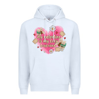White my valentine is my look boyfriend Premium Hoodie - MaliasSmallBusiness