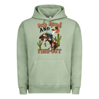Pigment Oil Green buck around and find out rodeo cowboy Urban Hoodie - MaliasSmallBusiness