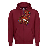 Burgundy Christmas crawfish Zipper Hoodie - FaDigitalArtStudio