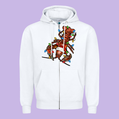 Christmas Crawfish Zipper Hoodie Designed By Fadigitalartstudio