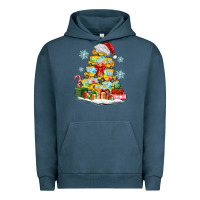 Pigment Midnight Navy christmas tree with school bus Urban Hoodie - MaliasSmallBusiness
