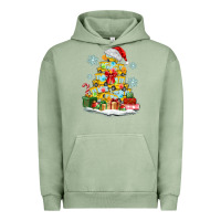Pigment Oil Green christmas tree with school bus Urban Hoodie - MaliasSmallBusiness