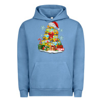 Pigment Pebble Blue christmas tree with school bus Urban Hoodie - MaliasSmallBusiness