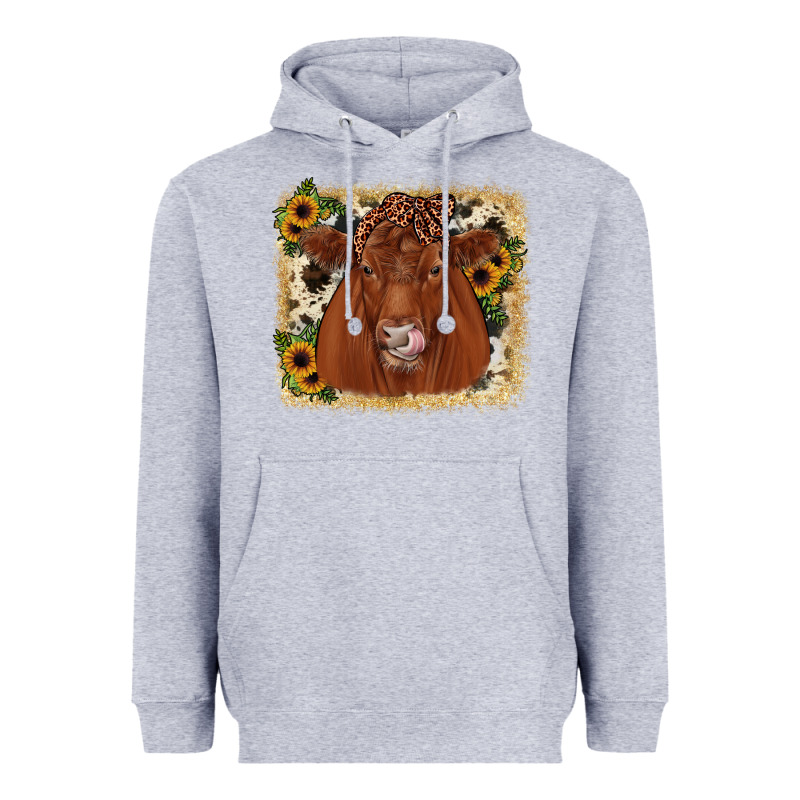 Red Angus Cowhide Sunflower Heavyweight Hoodie by JahusDesignShop | Teevron
