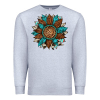 Heather Grey gemstone cowhide leopard turquoise sunflower Premium Sweatshirt - Artiststas
