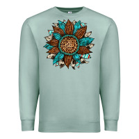 Seafoam gemstone cowhide leopard turquoise sunflower Premium Sweatshirt - Artiststas