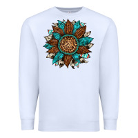 White gemstone cowhide leopard turquoise sunflower Premium Sweatshirt - Artiststas