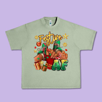 Festive Af Christmas Black Girl Children Sneakers Urban Heavy Tee Designed By Ranaportraitstore