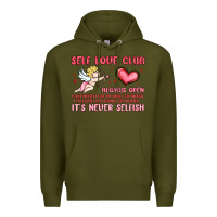 Army Green self love club Premium Hoodie - MaliasSmallBusiness
