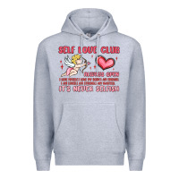 Heather Grey self love club Premium Hoodie - MaliasSmallBusiness