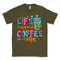 Army Green life happens coffee helps Classic Tee - Zillion Design Studio