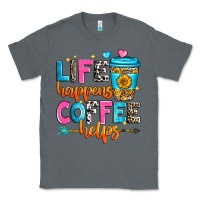 Charcoal Heather life happens coffee helps Classic Tee - Zillion Design Studio
