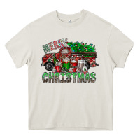 Cream merry christmas  truck Heavy Core Tee - CowhideDigitalArt
