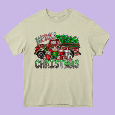 Merry Christmas  Truck Heavy Core Tee Designed By Cowhidedigitalart