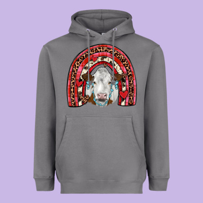 Valentines Simmental  Rainbow Heavyweight Hoodie Designed By Jahusdesignshop