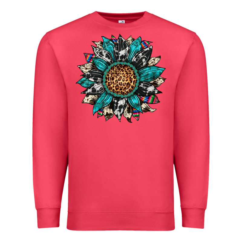 Cowhide Leopard Serape Gemstone  Sunflower Premium Sweatshirt by Artiststas | Teevron
