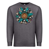 Charcoal Heather cowhide leopard serape gemstone  sunflower Premium Sweatshirt - Artiststas