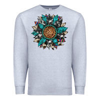 Heather Grey cowhide leopard serape gemstone  sunflower Premium Sweatshirt - Artiststas