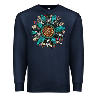 Navy cowhide leopard serape gemstone  sunflower Premium Sweatshirt - Artiststas