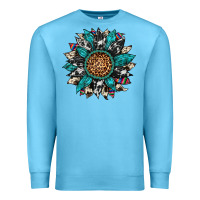 Ocean Blue cowhide leopard serape gemstone  sunflower Premium Sweatshirt - Artiststas
