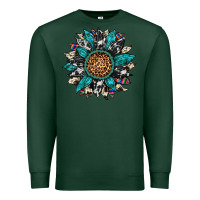 Sports Green cowhide leopard serape gemstone  sunflower Premium Sweatshirt - Artiststas